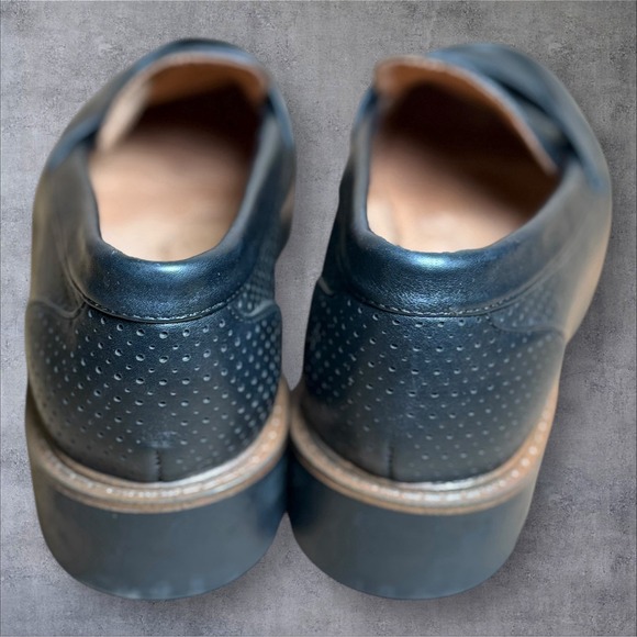 White Mountain Loafer Gunner Lug Sole Platform Black Leather Chunky Shoes 8 Wide - Picture 7 of 8